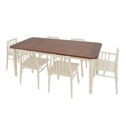 Statement Furniture Queensbury Large Dining Table with Oak Top in Cream - thumbnail 8