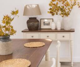 Statement Furniture Queensbury Large Dining Table with Oak Top in Cream - thumbnail 3