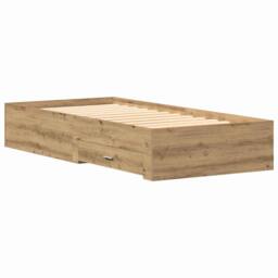Berkfield Home Bed Frame Artisan Oak 90x200 cm Engineered Wood in Brown - thumbnail 8