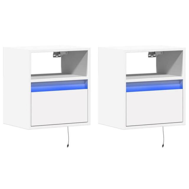Berkfield Home TV Wall Cabinets with LED Lights 2 pcs White 41x31x45 cm - Size: 41 x 31 x 45 cm - image 1