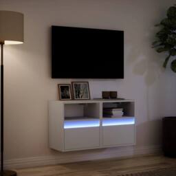 Berkfield Home TV Wall Cabinets with LED Lights 2 pcs White 41x31x45 cm - Size: 41 x 31 x 45 cm - thumbnail 5