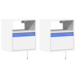 Berkfield Home TV Wall Cabinets with LED Lights 2 pcs White 41x31x45 cm - Size: 41 x 31 x 45 cm - thumbnail 1