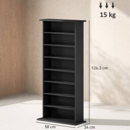 HOMCOM CD Storage Unit DVD Tower Blu-ray Storage Shelf for Living Room in Black - thumbnail 3