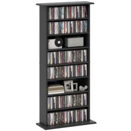 HOMCOM CD Storage Unit DVD Tower Blu-ray Storage Shelf for Living Room in Black - thumbnail 2