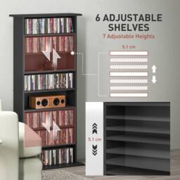 HOMCOM CD Storage Unit DVD Tower Blu-ray Storage Shelf for Living Room in Black - thumbnail 5