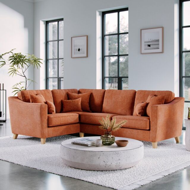 The Great Sofa Company Jackson Left Hand Facing Chenille Corner Sofa in Terracotta - Size: Medium - image 1