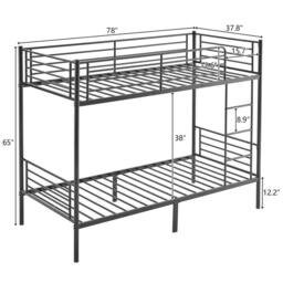 EONLION Black 3FT Metal Bunk Bed - Size: Single - thumbnail 2