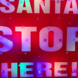 Samuel Alexander Premier Christmas Light up Santa Stop Here Garden Patio Sign 110cm in Red - thumbnail 4