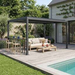 sweeek Louvered pergola 4x3m & 3m narrow counter in Dark Grey - thumbnail 1