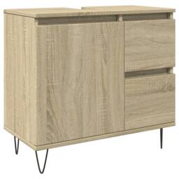 Berkfield Home Durable 3 Piece Bathroom Furniture Set Sonoma Oak Engineered Wood in Light Oak - thumbnail 8