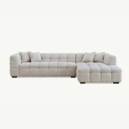 Stratus Interiors Aluxo Tribeca Corner Sofa Bubble Teddy Boucle Fabric, 310Wx184Dx71H in Light Beige