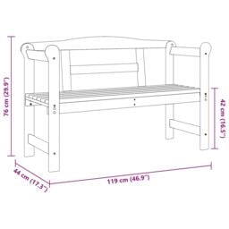 Berkfield Home Outdoor Bench Acacia 119x76x44 cm Solid Wood Pine in Brown - Size: 119 x 76 x 44 cm - thumbnail 9