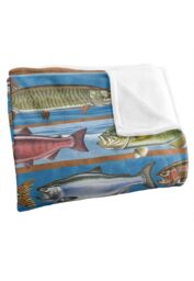 JQ Licensing Freshwater Gamefish Fishing Pattern Silky Touch Super Soft Throw Blanket 152 X 127 cm in White - thumbnail 3
