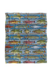JQ Licensing Freshwater Gamefish Fishing Pattern Silky Touch Super Soft Throw Blanket 152 X 127 cm in White - thumbnail 1