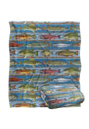 JQ Licensing Freshwater Gamefish Fishing Pattern Silky Touch Super Soft Throw Blanket 152 X 127 cm in White - thumbnail 2