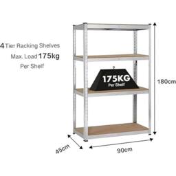 EONLION Racking Garage Shelving Storage in Silver - Size: 1000mm × 2000mm - thumbnail 2