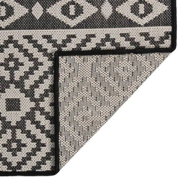 Berkfield Home Outdoor Flatweave Rug 80x250 cm Black Stripes - Size: Medium - image 1
