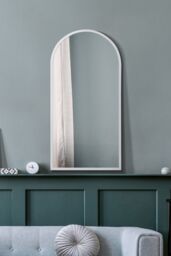 "MirrorOutlet White Metal Framed Arched Wall Mirror 47"" X 23.5"" (120CM X 60CM) - Size: 1 Pack"