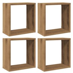 Berkfield Home Wall Cube Shelves 4 pcs Artisan Oak 30x15x30 cm Engineered Wood in Brown - Size: 30 x 15 x 30 cm - thumbnail 2