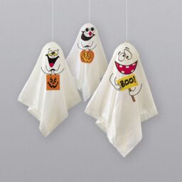 Garden Greatness Pack of 3 Hanging Ghost Halloween Decorations in White - Size: 1 Pack - thumbnail 1