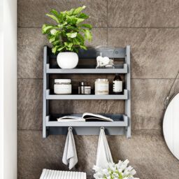 Home Discount Bath Vida Modern Hanging Rack Bathroom Organizer 770 x 300 x 300 mm in Grey - thumbnail 3