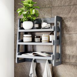 Home Discount Hayle Small Hanging Rack Bathroom Furniture in Grey