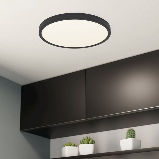 Eglo Fueva 6 Ultra-Slim Surface-Mounted Black Round LED Ceiling Light - image 1