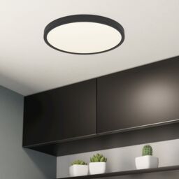 Eglo Fueva 6 Ultra-Slim Surface-Mounted Black Round LED Ceiling Light - thumbnail 1