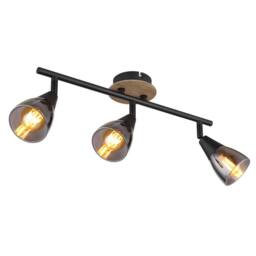 Netlighting Mubby Ceiling Spotlight Bar Matt Black Smoke Glass Shade 3x E14