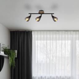Netlighting Mubby Ceiling Spotlight Bar Matt Black Smoke Glass Shade 3x E14 - thumbnail 5