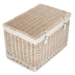 Red Hamper 60cm White Wash Chest Picnic Basket with Cotton Lining - thumbnail 2