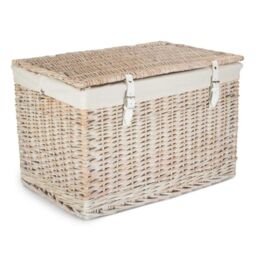 Red Hamper 60cm White Wash Chest Picnic Basket with Cotton Lining