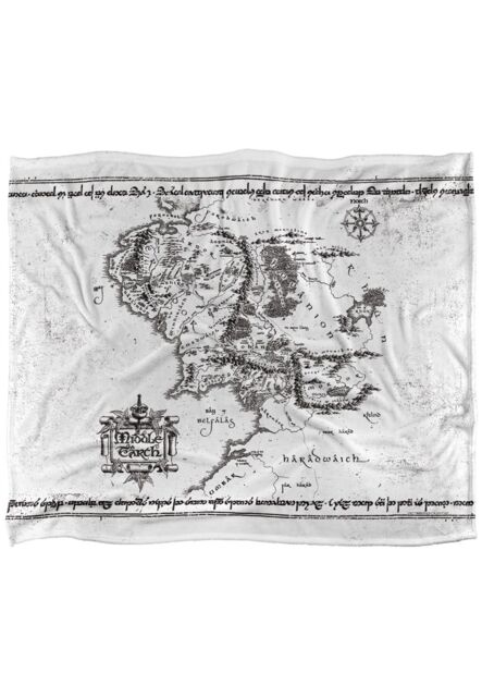 Lord of the Rings The Blanket, 152x127 cm White Middle Earth Map Silky Touch Super Soft Throw Blanket - image 1