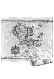 Lord of the Rings The Blanket, 152x127 cm White Middle Earth Map Silky Touch Super Soft Throw Blanket - thumbnail 2