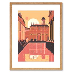 "Artery8 Wall Art Print Roman Baths Georgian Architecture Artwork Framed 9X7 Inch in Beige - Size: W7"" x H9""" - thumbnail 1