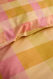 Fusion 'Block Check' Easy Care Duvet Cover Set in Orange - Size: Double - thumbnail 3