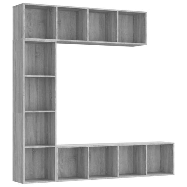 Berkfield Home 3 Piece Book/TV Cabinet Set Grey Sonoma 180x30x180 cm - Size: 180 x 30 x 180 cm - image 1