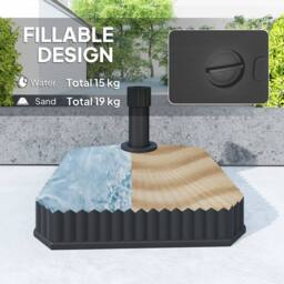 OUTSUNNY Patio Parasol Base Umbrella Stand, Sand/Water Filled, Black - thumbnail 4