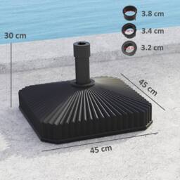 OUTSUNNY Patio Parasol Base Umbrella Stand, Sand/Water Filled, Black - thumbnail 3