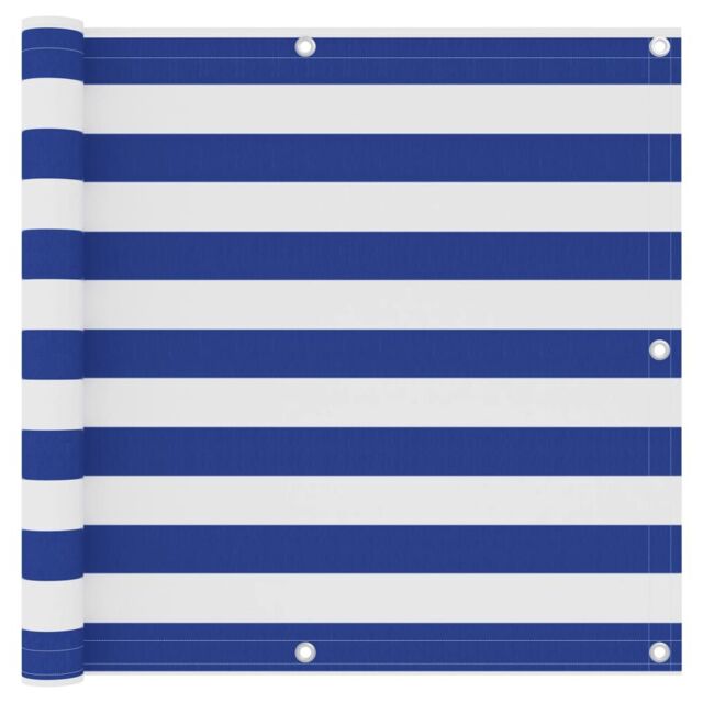 Berkfield Home Balcony Screen White & Blue 90x300 cm Oxford Fabric - image 1