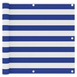 Berkfield Home Balcony Screen White & Blue 90x300 cm Oxford Fabric - thumbnail 1