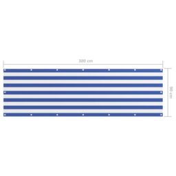 Berkfield Home Balcony Screen White & Blue 90x300 cm Oxford Fabric - thumbnail 5