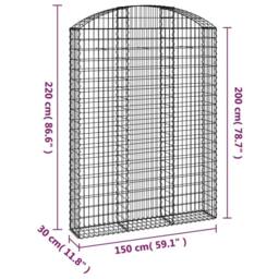 Berkfield Home Arched Gabion Basket 150x30x200/220 cm Galvanised Iron in Silver - thumbnail 5