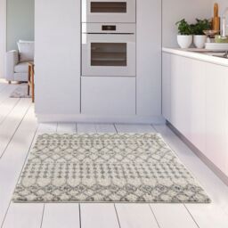 THE RUGS Moroccan Soft High Pile Shaggy Tribal Rugs & Runners Living Room in Off-White - Size: 80 cm x 150 cm - thumbnail 6