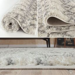 THE RUGS Moroccan Soft High Pile Shaggy Tribal Rugs & Runners Living Room in Off-White - Size: 80 cm x 150 cm - thumbnail 3