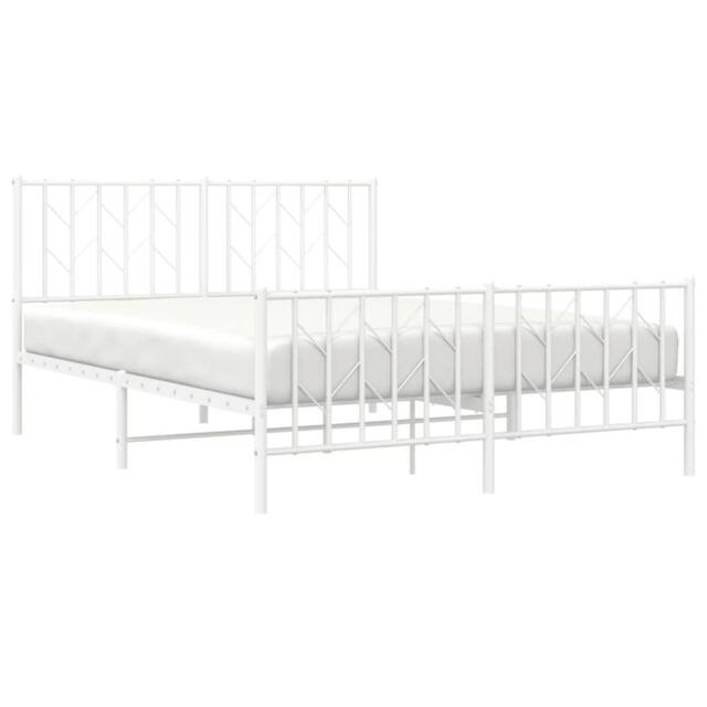 Berkfield Home Metal Bed Frame without Mattress with Footboard¬†White 140x190cm in White - Size: 140x190 cm - image 1