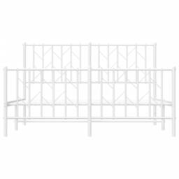 Berkfield Home Metal Bed Frame without Mattress with Footboard¬†White 140x190cm in White - Size: 140x190 cm - thumbnail 5