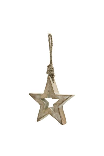 KDMD White Wash Small Wooden Hanging Star - Rustic Farmhouse Decor - image 1