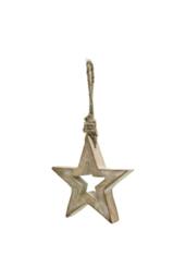 KDMD White Wash Small Wooden Hanging Star - Rustic Farmhouse Decor