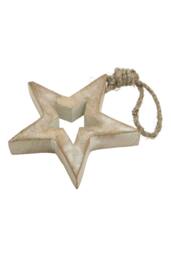 KDMD White Wash Small Wooden Hanging Star - Rustic Farmhouse Decor - thumbnail 3